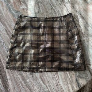 Metallic Plaid Mini Skirt